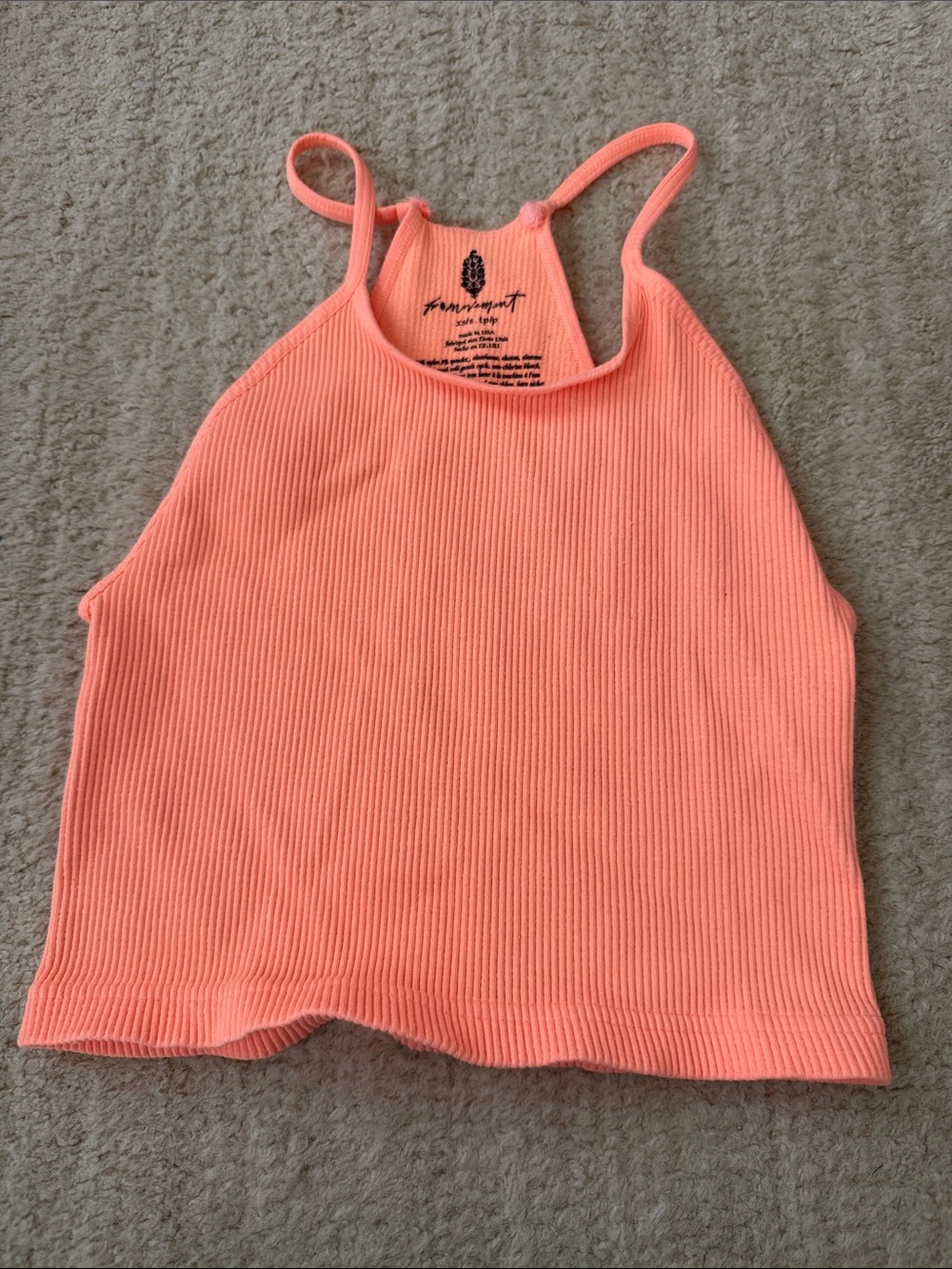 Free People Neon Peach Ribbed Crop Tank Size XS